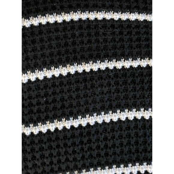 Black and White Striped Sweater Top Women Crochet Knit High Neck Size Large - Picture 6 of 10